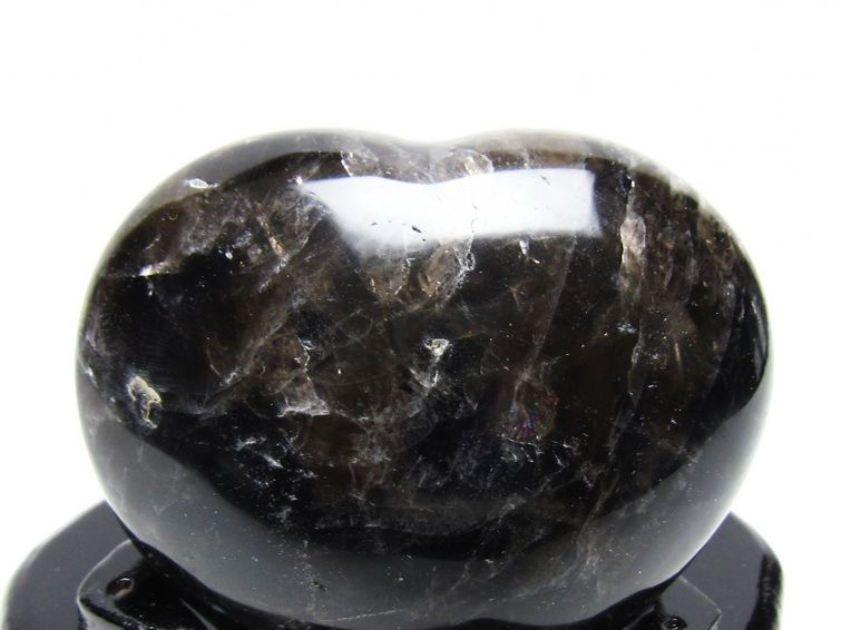 モリオン 置物 黒水晶 ハート 一点物 台座付属 155-969