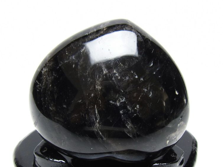 モリオン 置物 黒水晶 ハート 一点物 台座付属 155-969