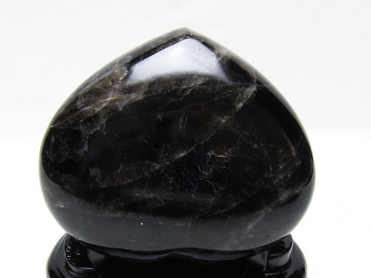モリオン 置物 黒水晶 ハート 一点物 台座付属 155-975