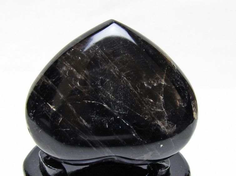 モリオン 置物 黒水晶 ハート 一点物 台座付属 155-978