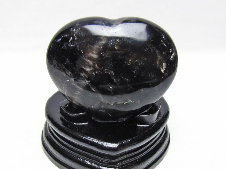 モリオン 置物 黒水晶 ハート 一点物 台座付属 155-979