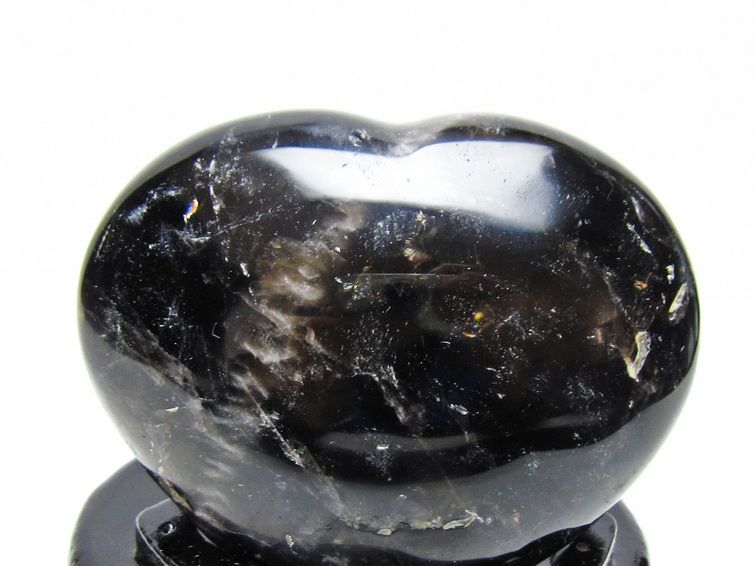 モリオン 置物 黒水晶 ハート 一点物 台座付属 155-979