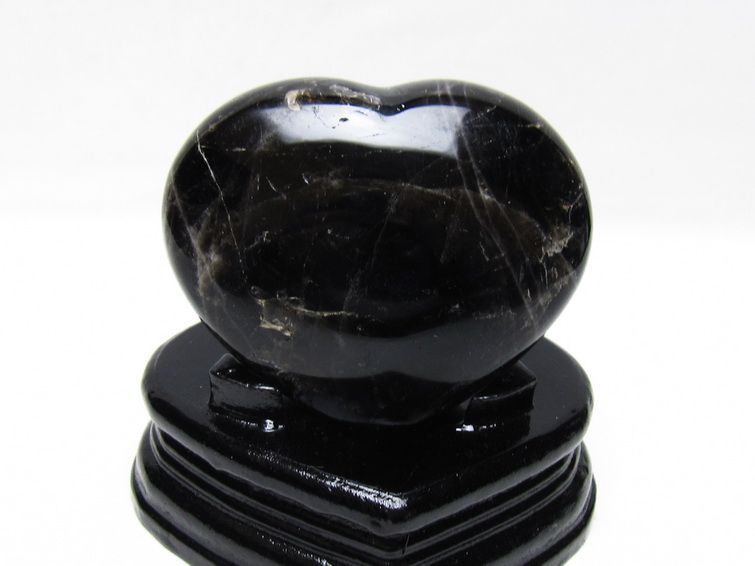 モリオン 置物 黒水晶 ハート 一点物 台座付属 155-980