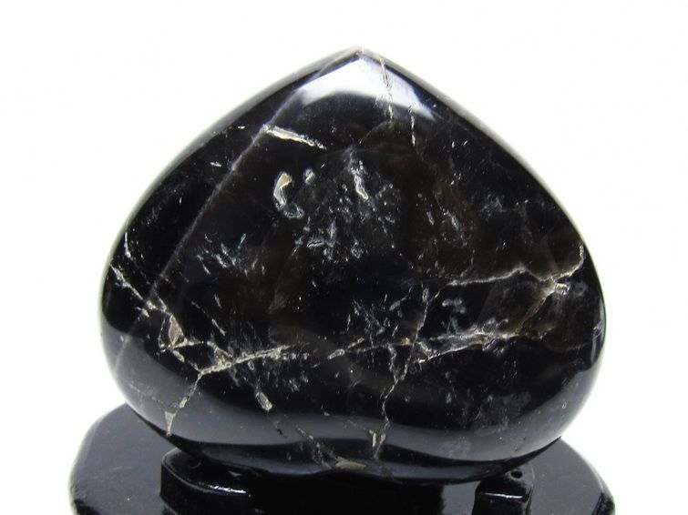 モリオン 置物 黒水晶 ハート 一点物 台座付属 155-985