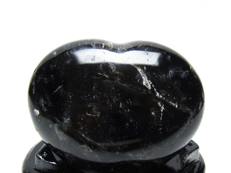 モリオン 置物 黒水晶 ハート 一点物 台座付属 155-988