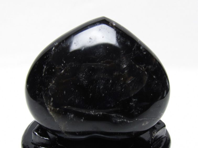 モリオン 置物 黒水晶 ハート 一点物 台座付属 155-988