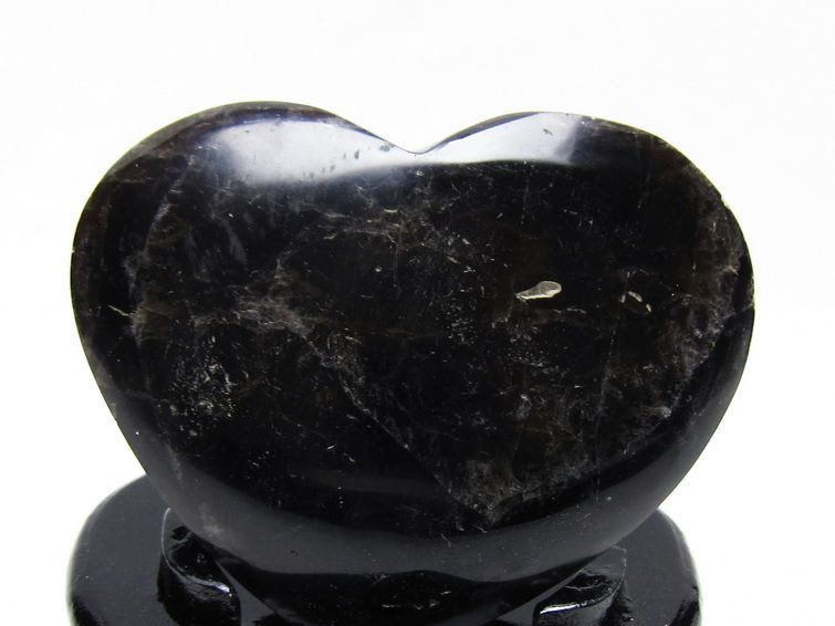 モリオン 置物 黒水晶 ハート 一点物 台座付属 155-991