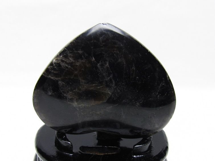 モリオン 置物 黒水晶 ハート 一点物 台座付属 155-991