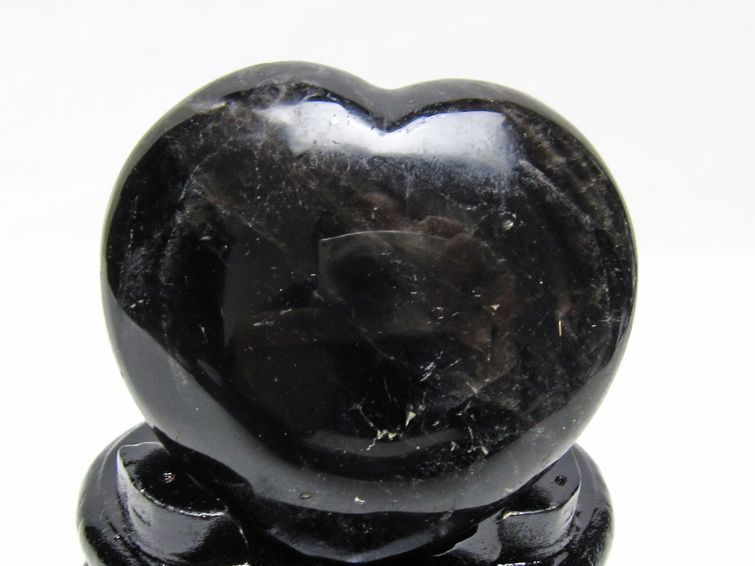 モリオン 置物 黒水晶 ハート 一点物 台座付属 155-995