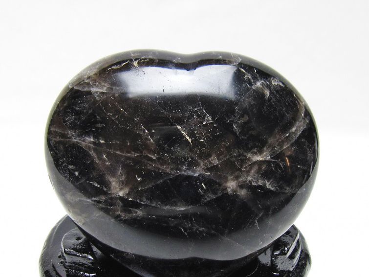 モリオン 置物 黒水晶 ハート 一点物 台座付属 155-996