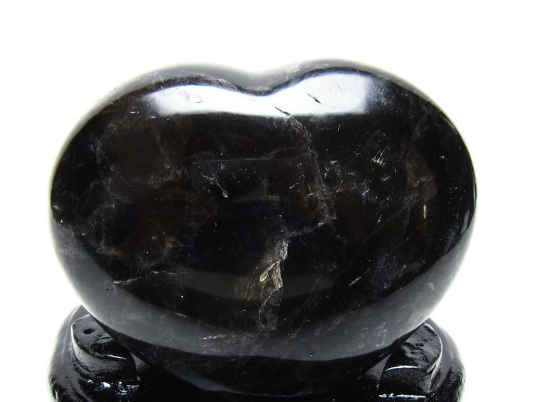 モリオン 置物 黒水晶 ハート 台座付属 一点物 155-998