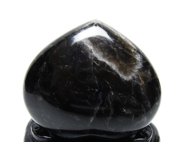 モリオン 置物 黒水晶 ハート 台座付属 一点物 155-998