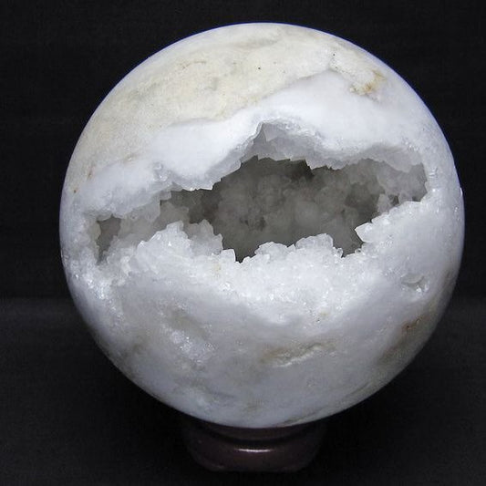 2Kg 水晶 笑口 丸玉 135mm ジオード 原石 置物 一点物 161-1171