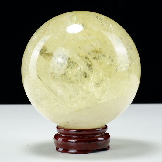 2.1Kg シトリン 丸玉 スフィア 虹入り 120mm  一点物 161-159