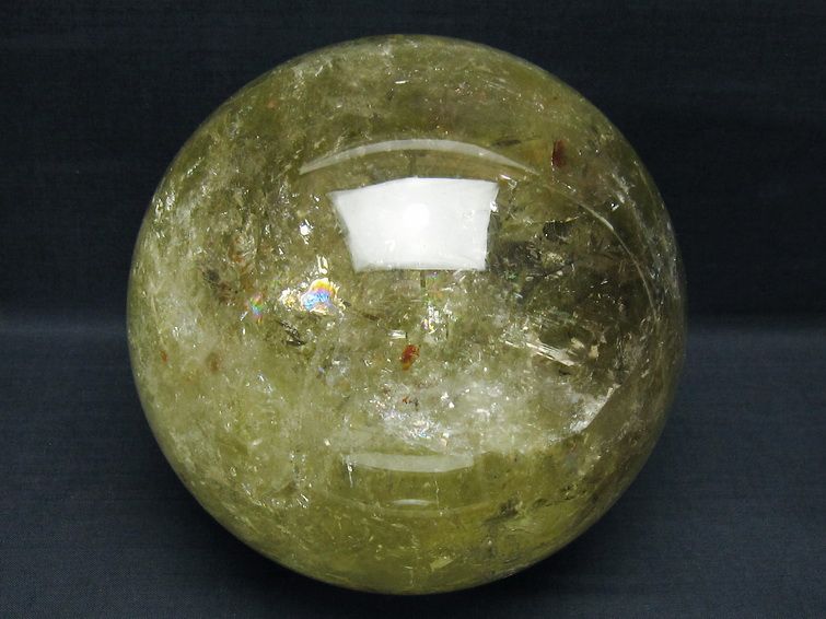 4.9Kg シトリン 丸玉 虹入り 155mm シトリンクォーツ スフィア 一点物  161-879