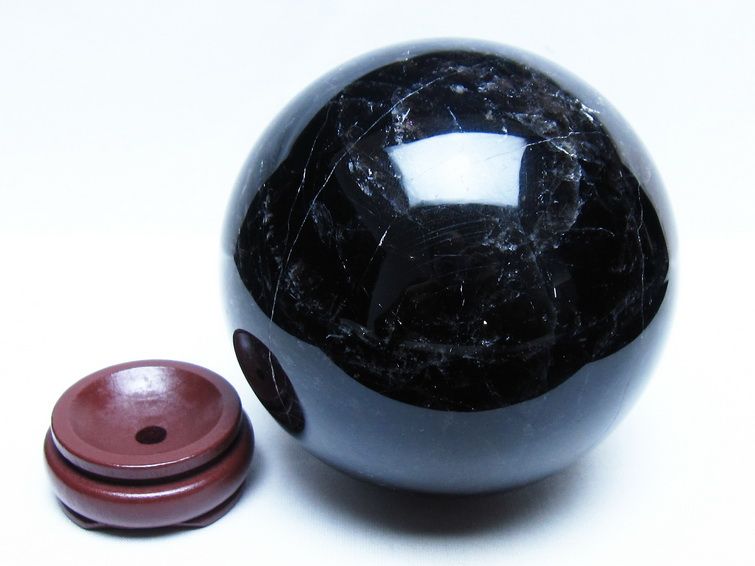 2.1Kg モリオン 黒水晶 丸玉 120mm スフィア 一点物 161-957