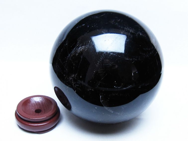 3.4Kg モリオン 黒水晶 丸玉 140mm スフィア 一点物 161-963