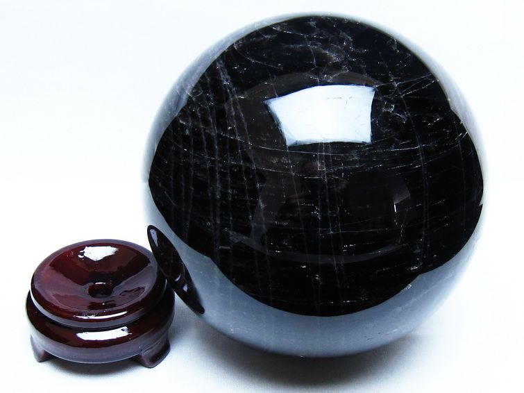 4.8Kg モリオン 黒水晶 丸玉 155mm スフィア 一点物 161-977