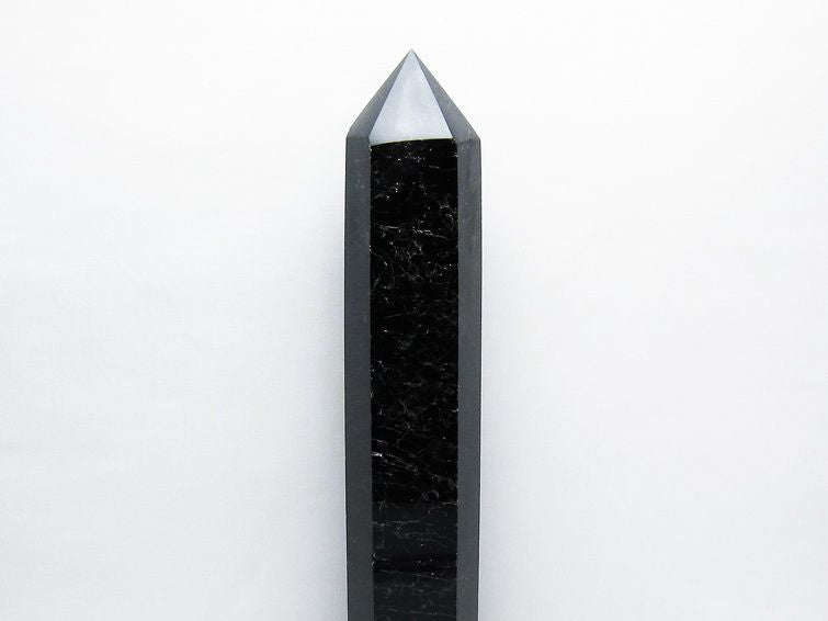 2.6Kg モリオン 黒水晶 六角柱 台座付属 一点物 162-398