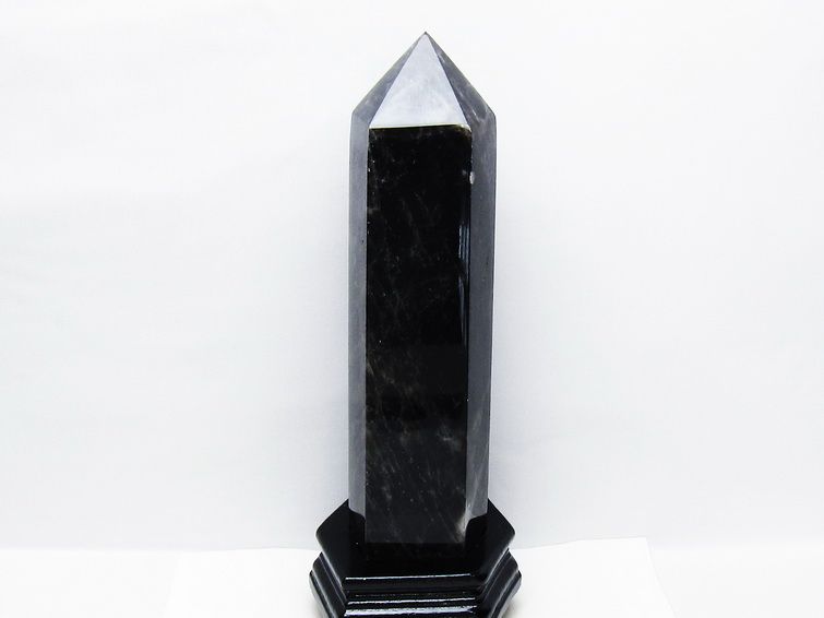2.9Kg モリオン 黒水晶 六角柱 台座付属 一点物 162-419 【sold out】
