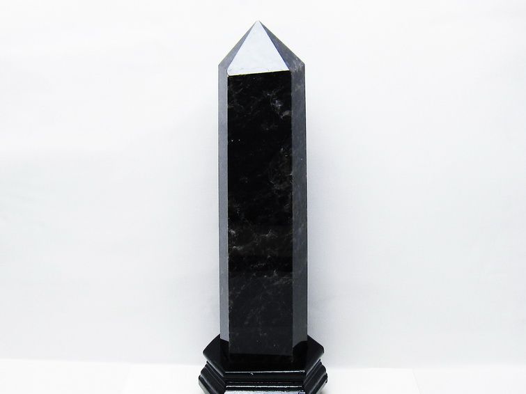 3Kg モリオン 黒水晶 六角柱 台座付属 一点物 162-420