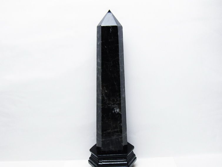 2.6Kg モリオン 黒水晶 六角柱 台座付属 一点物 162-421