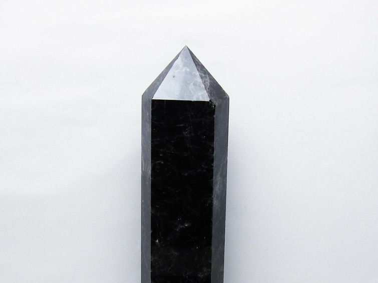 3.8Kg モリオン 黒水晶 六角柱 台座付属 一点物 162-422