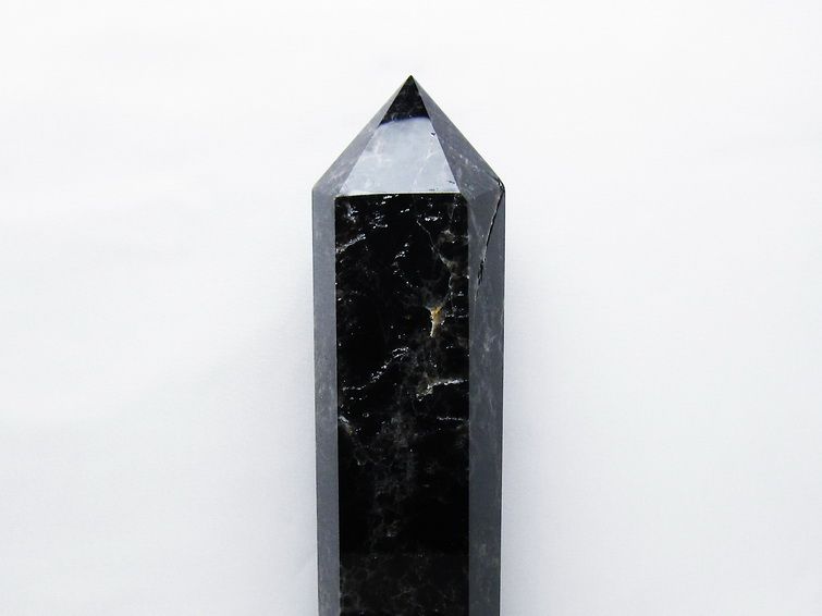 3.8Kg モリオン 黒水晶 六角柱 台座付属 一点物 162-422