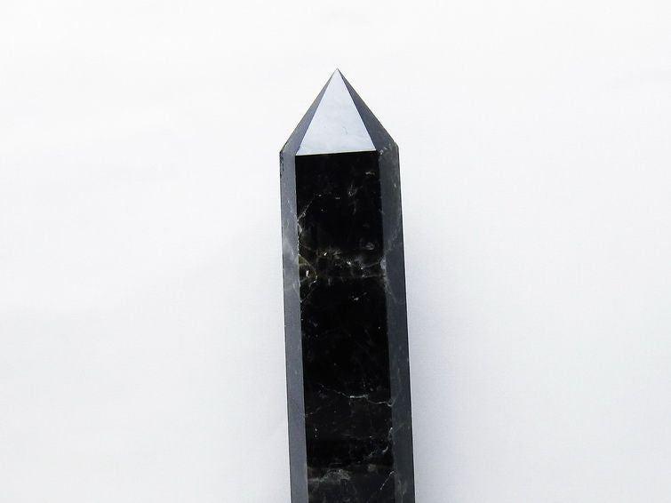 2.1Kg モリオン 黒水晶 六角柱 台座付属 一点物 162-423