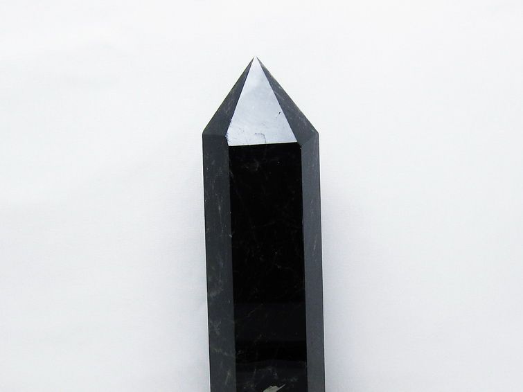 2.4Kg モリオン 黒水晶 六角柱 台座付属 一点物 162-427 【sold out】