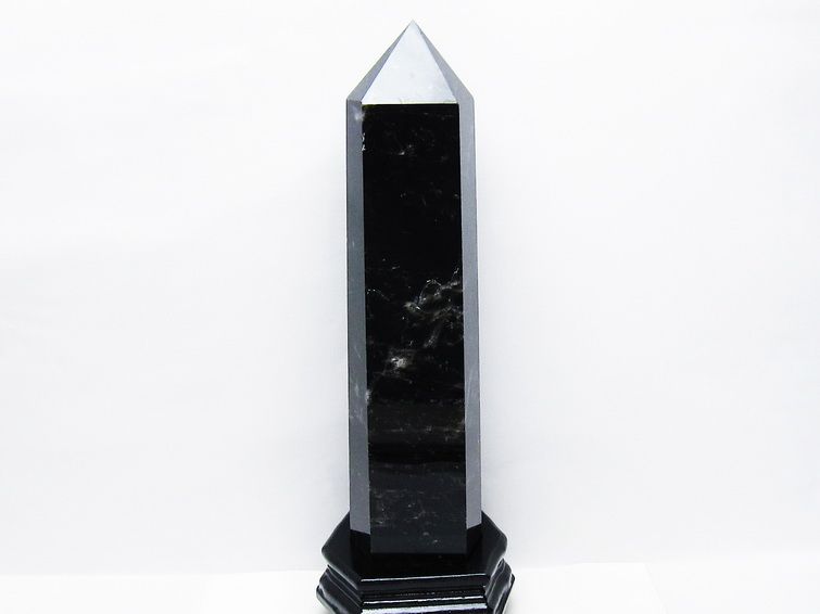 3Kg モリオン 黒水晶 六角柱 台座付属 一点物 162-428