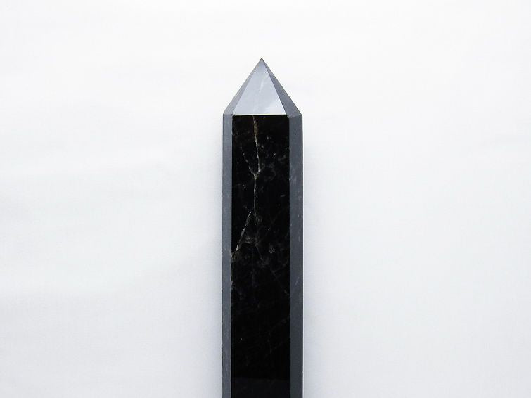2.3Kg モリオン 黒水晶 六角柱 台座付属 一点物 162-432