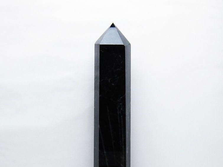 3.4Kg モリオン 黒水晶 六角柱 台座付属 一点物 162-435