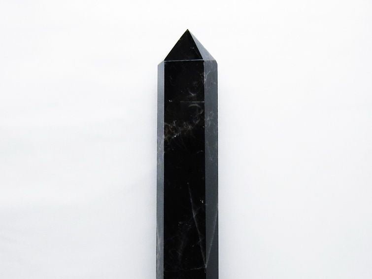 3.4Kg モリオン 黒水晶 六角柱 台座付属 一点物 162-435