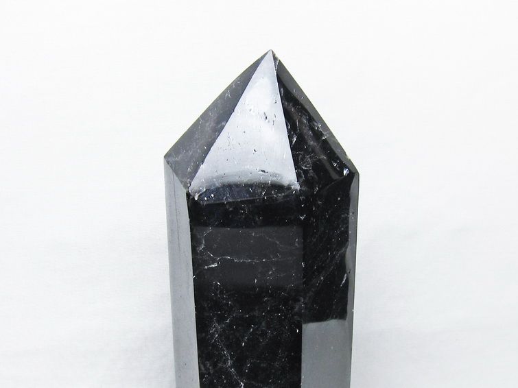 2.3Kg モリオン 六角柱 黒水晶 ポイント 置物 一点物 台座付属 162-439