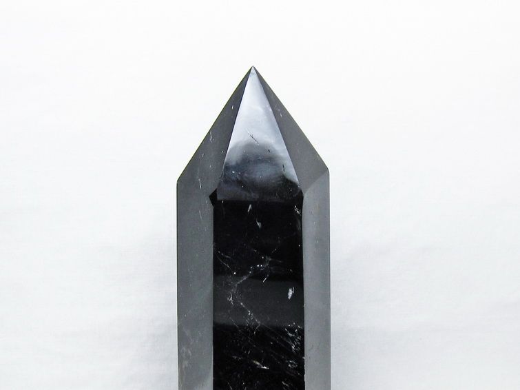 2.9Kg モリオン 六角柱 黒水晶 ポイント 置物 一点物 台座付属 162-440