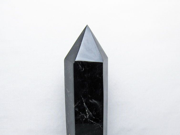 2.4Kg モリオン 六角柱 黒水晶 ポイント 置物 一点物 台座付属 162-441