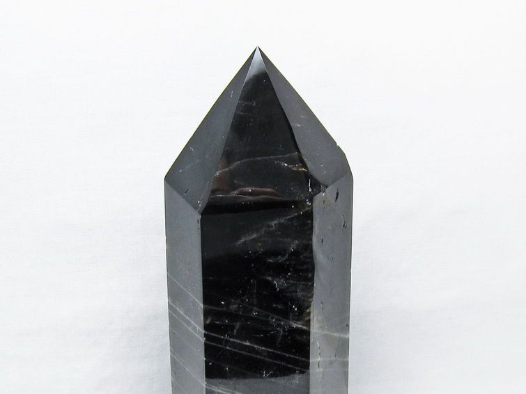 2.1Kg モリオン 六角柱 黒水晶 ポイント 置物 一点物 台座付属 162-442