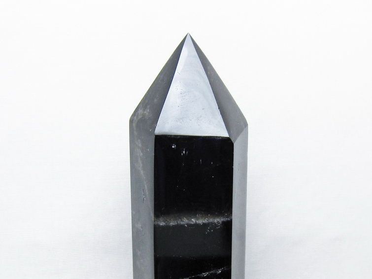 2.1Kg モリオン 六角柱 黒水晶 ポイント 置物 一点物 台座付属 162-444