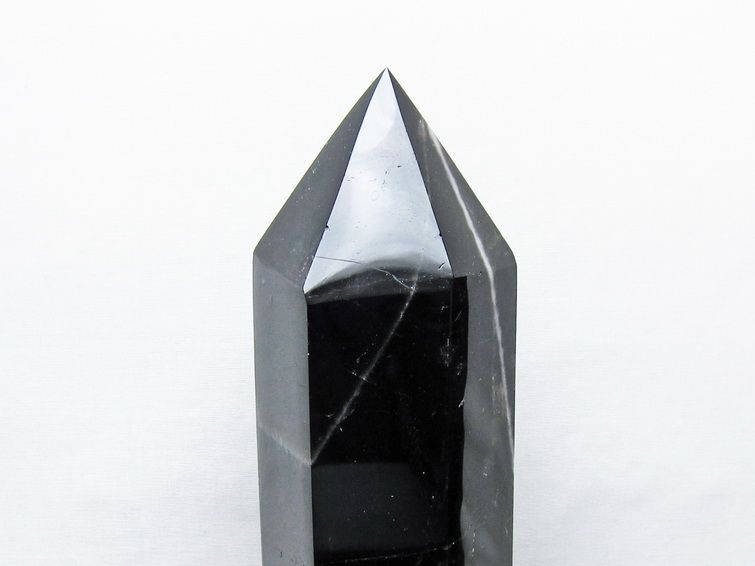 2.1Kg モリオン 六角柱 黒水晶 ポイント 置物 一点物 台座付属 162-444