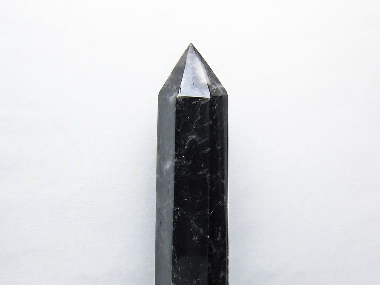 2.1Kg モリオン 六角柱 黒水晶 ポイント 置物 一点物 台座付属 162-445