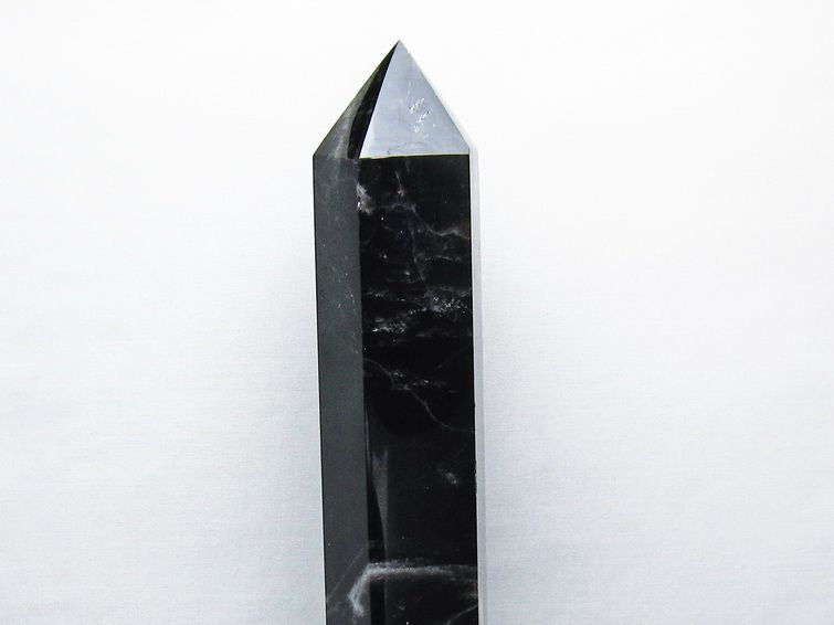 2.7Kg モリオン 六角柱 黒水晶 ポイント 置物 一点物 台座付属 162-446