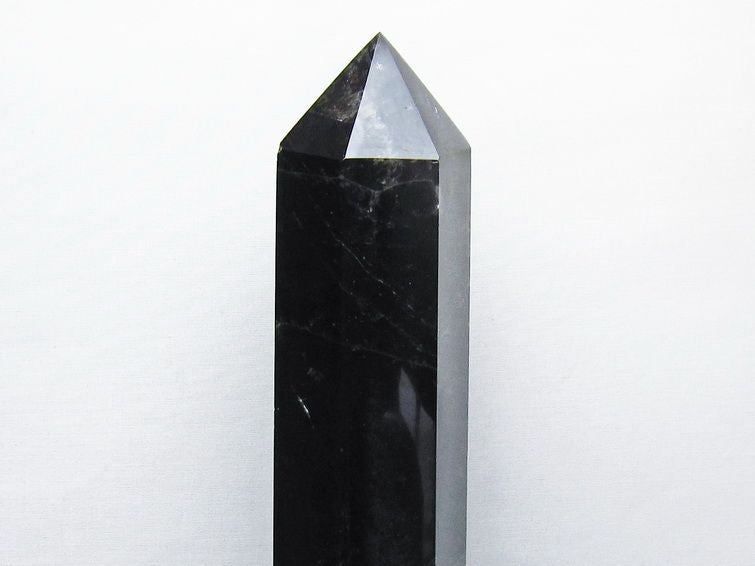 2.7Kg モリオン 六角柱 黒水晶 ポイント 置物 一点物 台座付属 162-446