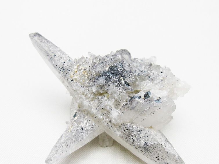 レーザークリスタル 水晶 クラスター 水晶 原石 スティブナイト 輝安鉱入り 一点物 172-3315