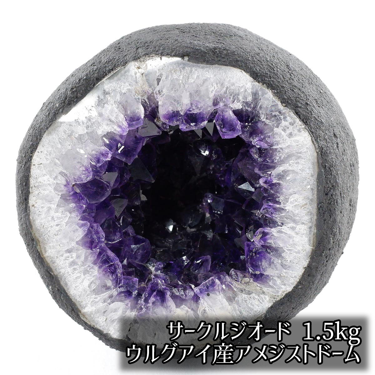 アメジスト ドーム ウルグアイ産 1.5kg 紫水晶 ジオード サークル 原石 置物 パワーストーン 浄化 風水 金運 一点物 174-2403