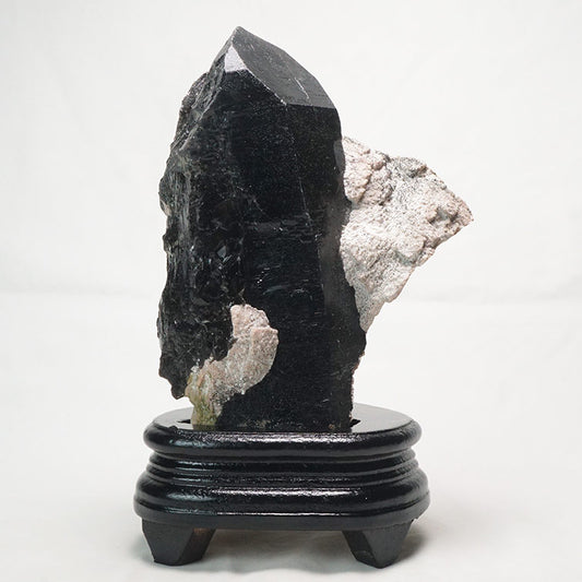 1.4Kg モリオン 黒水晶 原石 山東省産 台座付属  181-2411
