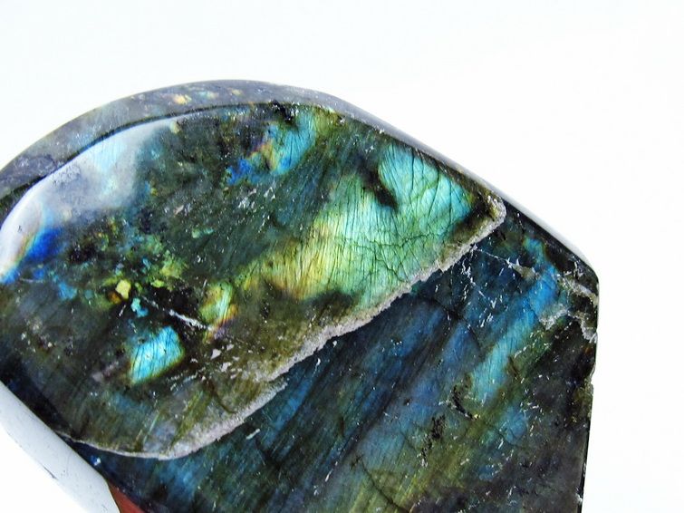 ラブラドライト 原石　特大　置物 紫光ラブラドライト 原石 握り石 置物 天然石 67g 704735