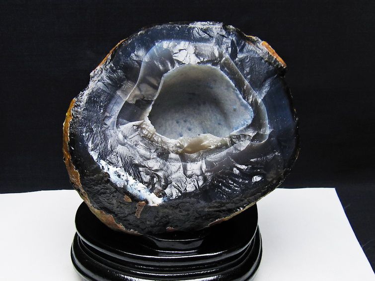 1.8Kg アゲート ジオード 原石 置物 台座付属 瑪瑙 メノウ 晶洞 一点物 181-4149