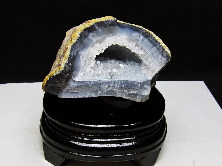 アゲート ジオード 原石 置物 台座付属 瑪瑙 メノウ 晶洞 一点物 181-4153