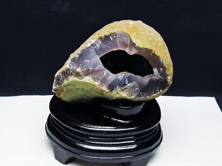 アゲート ジオード 原石 置物 台座付属 瑪瑙 メノウ 晶洞 一点物 181-4160